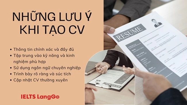 Những lưu ý khi tạo CV