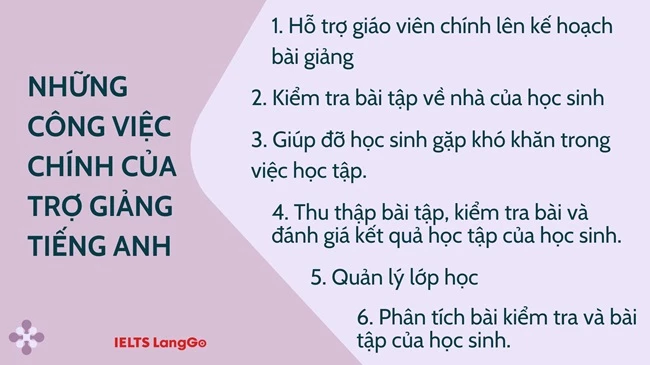 Những công việc chính của trợ giảng tiếng Anh