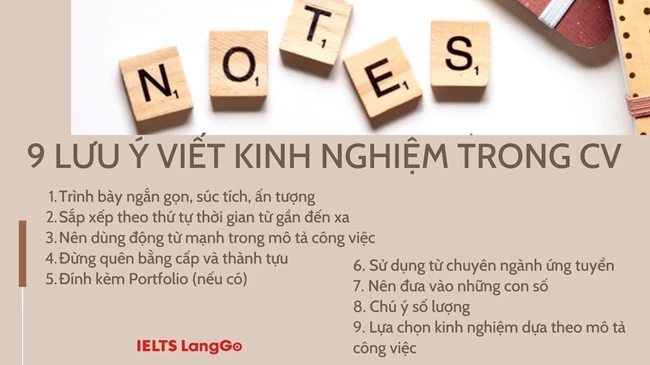 9 lưu ý khi viết kinh nghiệm trong CV