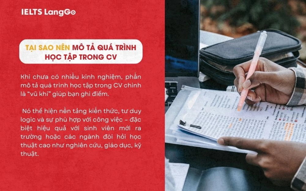 Tại sao nên mô tả quá trình học tập trong CV?
