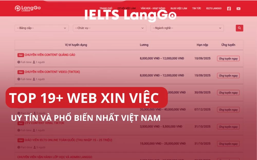 TOP 19+ WEB XIN VIỆC UY TÍN VÀ PHỔ BIẾN NHẤT VIỆT NAM