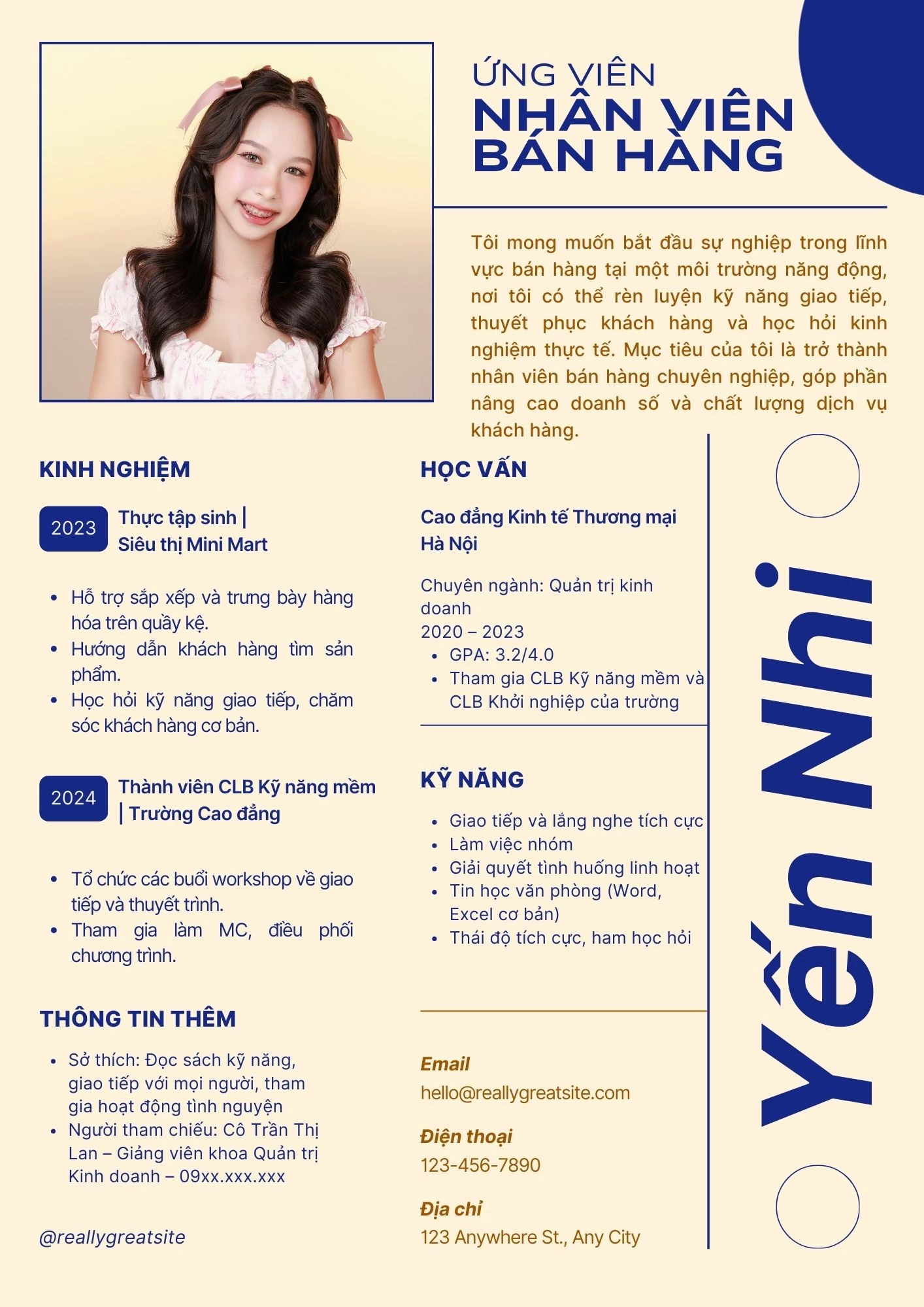 Mẫu CV bán hàng cho người chưa có kinh nghiệm