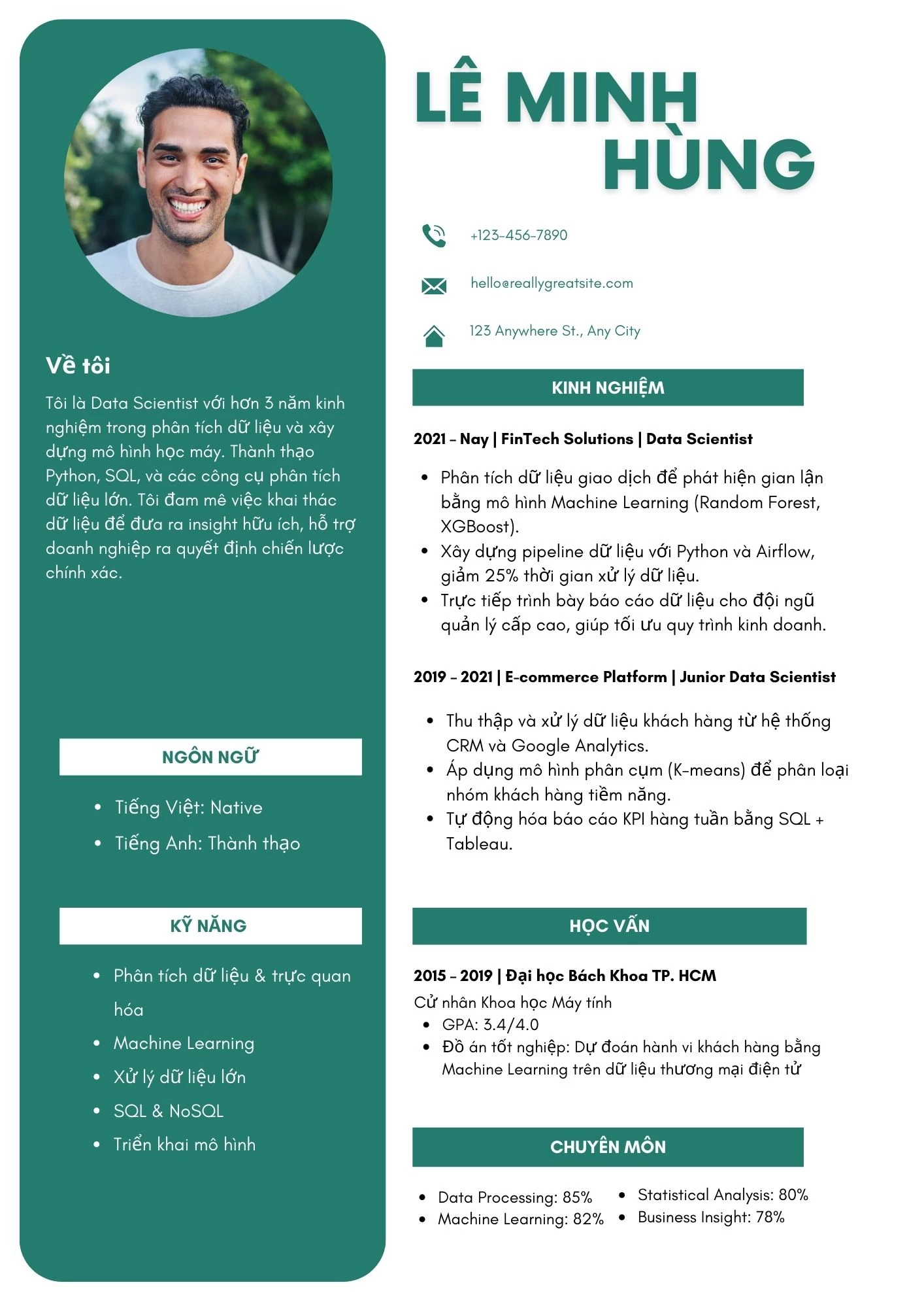 Mẫu CV IT Data Scientist