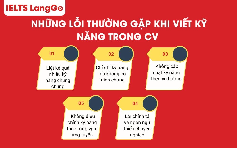 Không nên liệt kê một loạt các kỹ năng khiến CV dài dòng