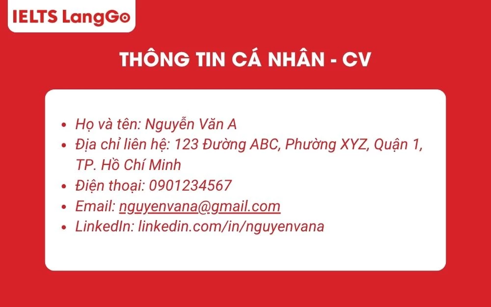 Cách viết phần thông tin cá nhân