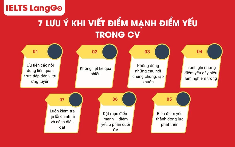 7 Lưu ý khi viết điểm mạnh điểm yếu trong cv