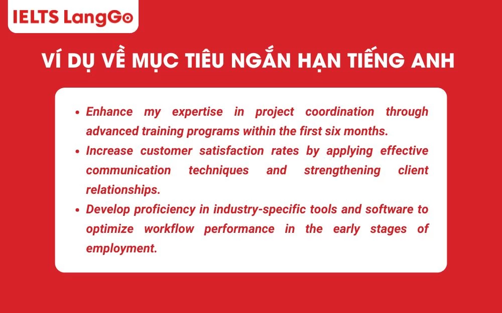 Ví dụ mục tiêu ngắn hạn bằng tiếng Anh
