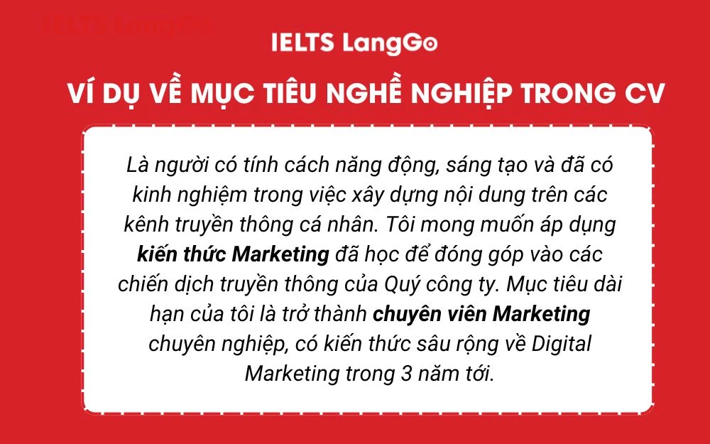 Ví dụ cách viết mục tiêu nghề nghiệp trong CV thực tập sinh