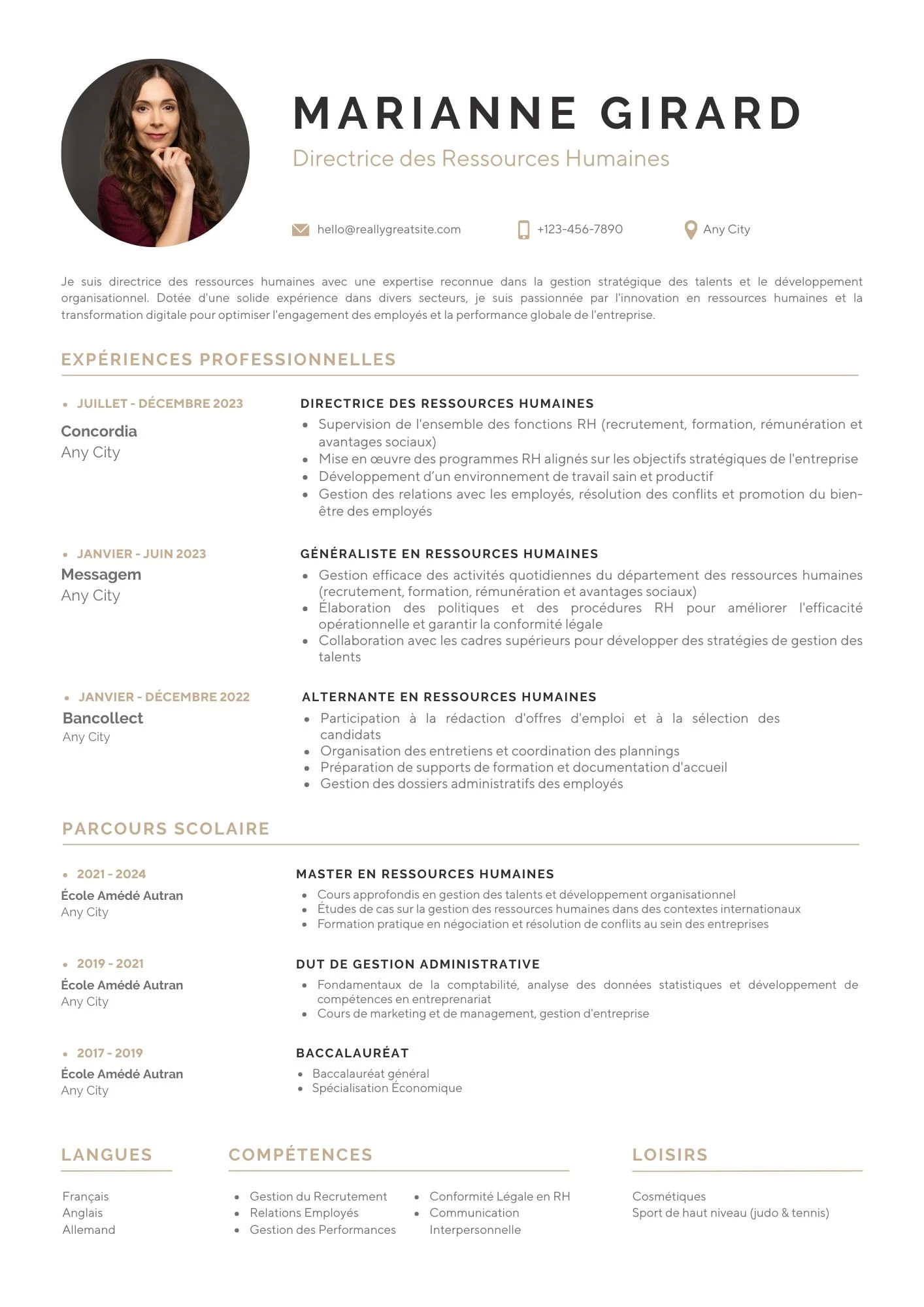 Mẫu CV tiếng Anh dành cho khối ngành Nhân sự