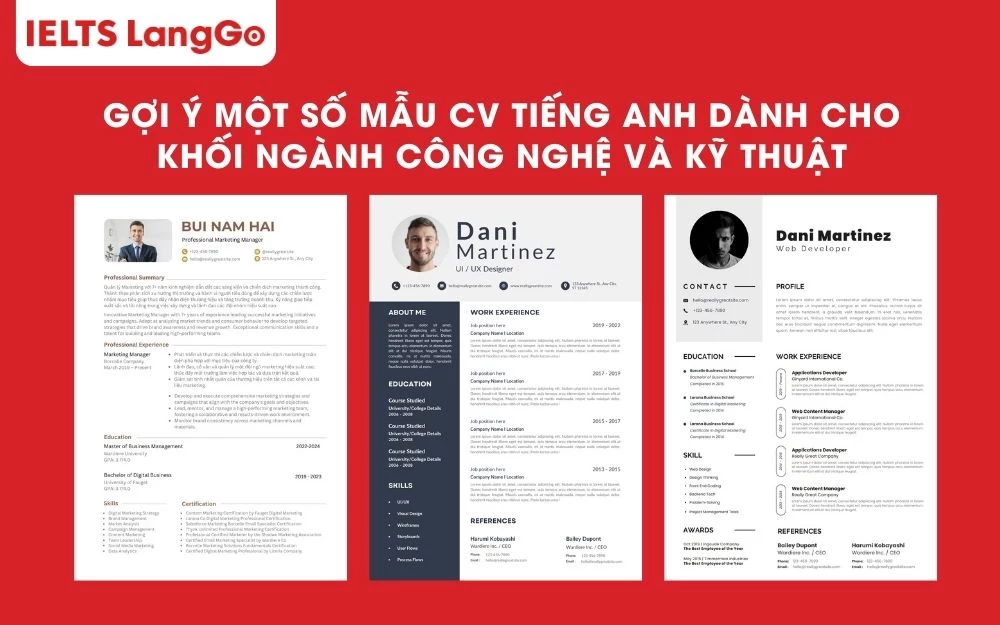 Một số mẫu CV tiếng Anh ngành Công nghệ bạn có thể tham khảo