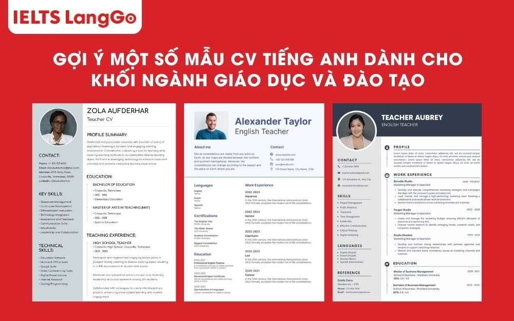 Một số mẫu CV phong cách, chuyên nghiệp dành cho giảng viên