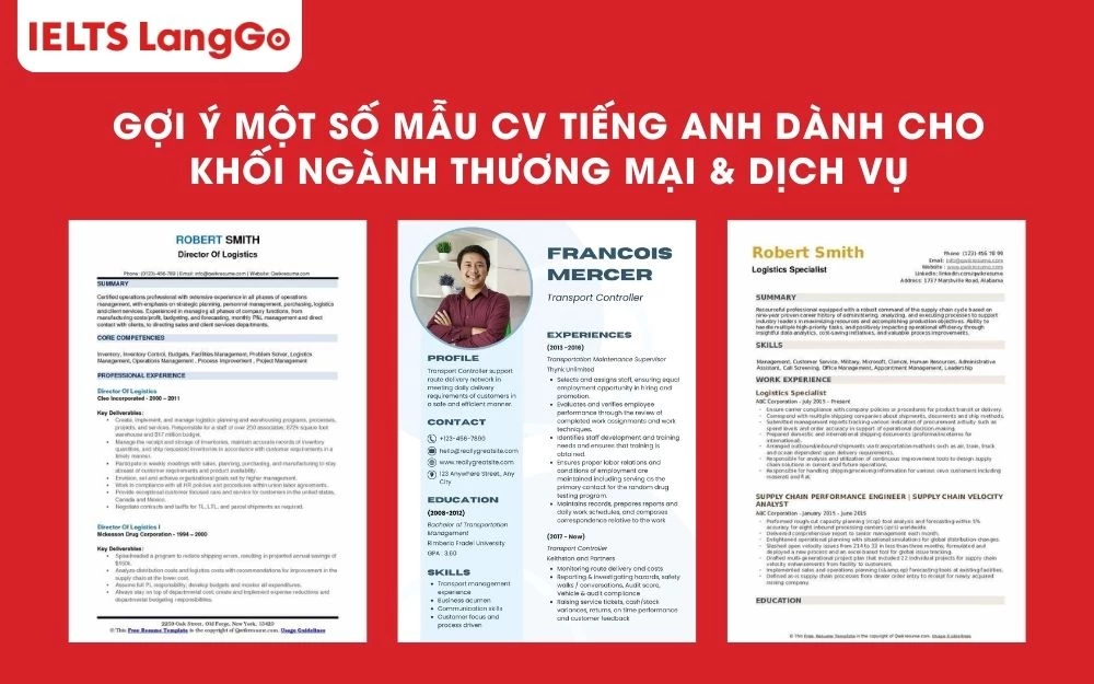 Xem thêm một số CV khác của ngành thương mại và dịch vụ