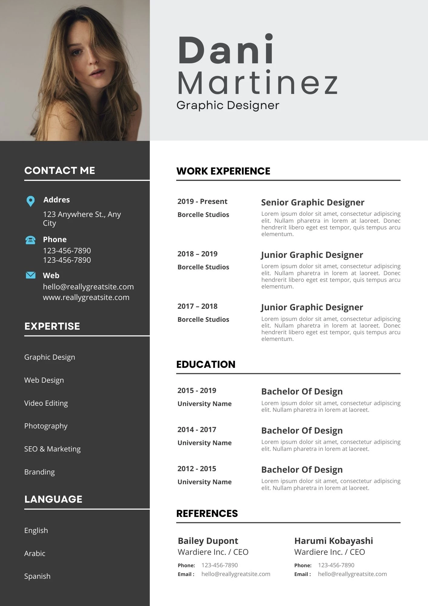 Mẫu CV dành cho ứng viên thiết kế đồ họa ấn tượng