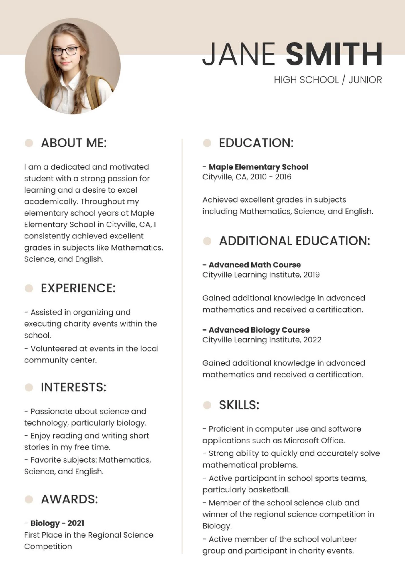 Phong cách CV tối giản khi ứng tuyển vị trí giáo viên cấp 2