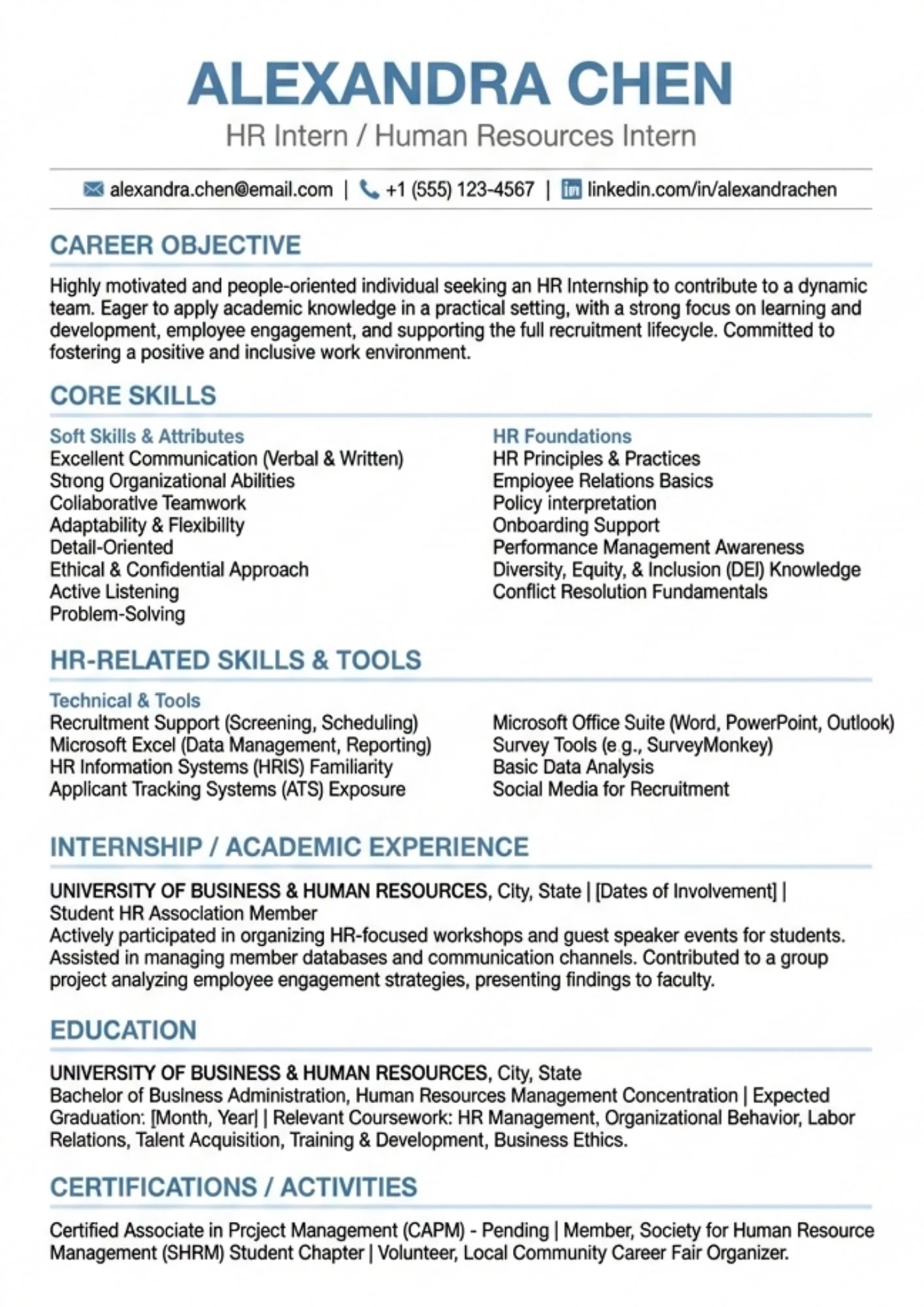 Mẫu CV cho ứng viên ngành Nhân sự