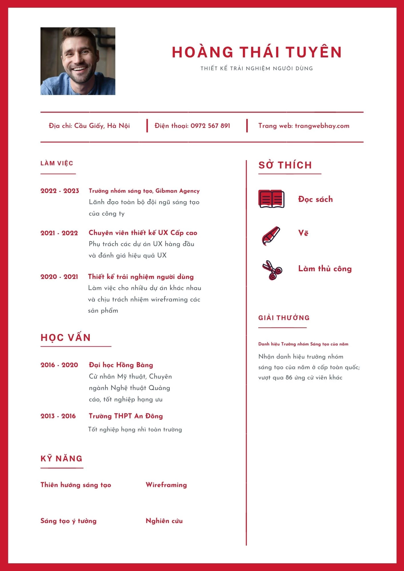 Mẫu CV designer chuyên thiết kế giao diện (UI Designer)