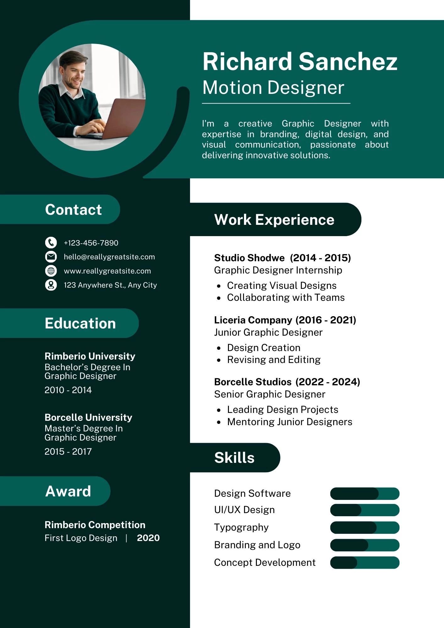 Mẫu CV Motion Graphic Designer nổi bật