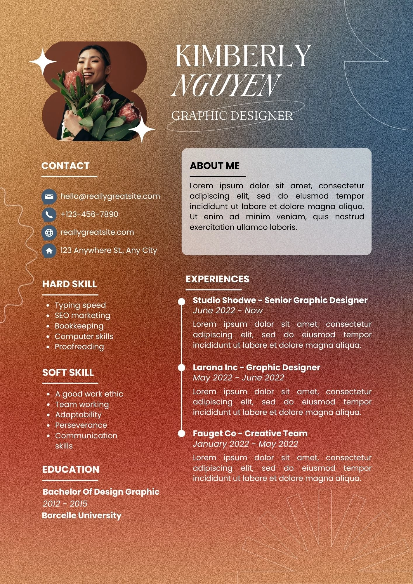 Mẫu CV thiết kế đồ họa phong cách sáng tạo đa sắc màu