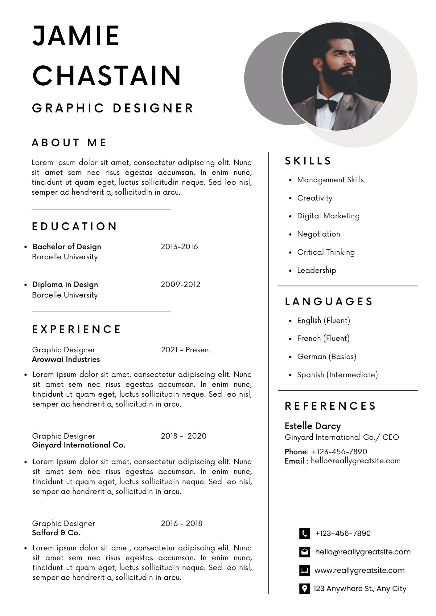 Mẫu CV thiết kế đồ họa phong cách tối giản