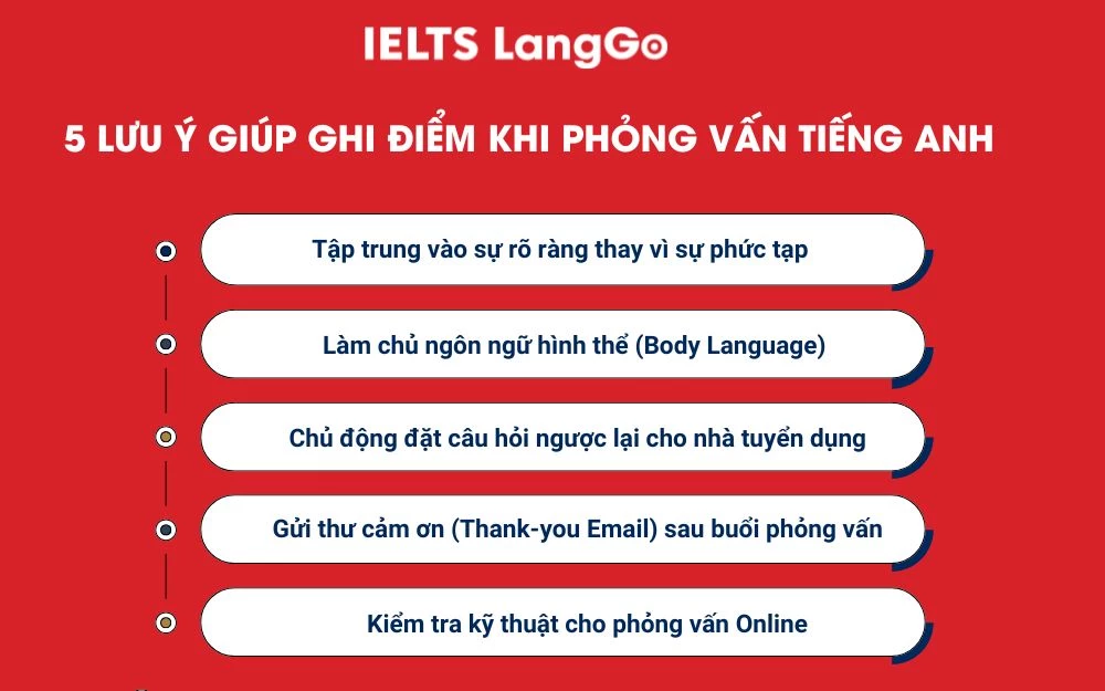 5 Lưu ý giúp ghi điểm khi phỏng vấn tiếng anh