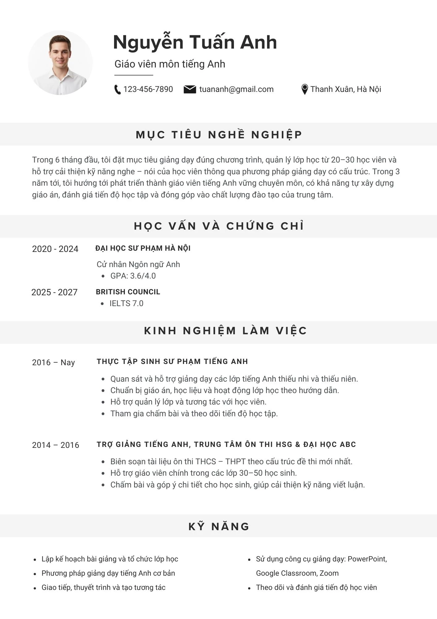 Mẫu CV hỗ trợ truyền tải thông tin hiệu quả