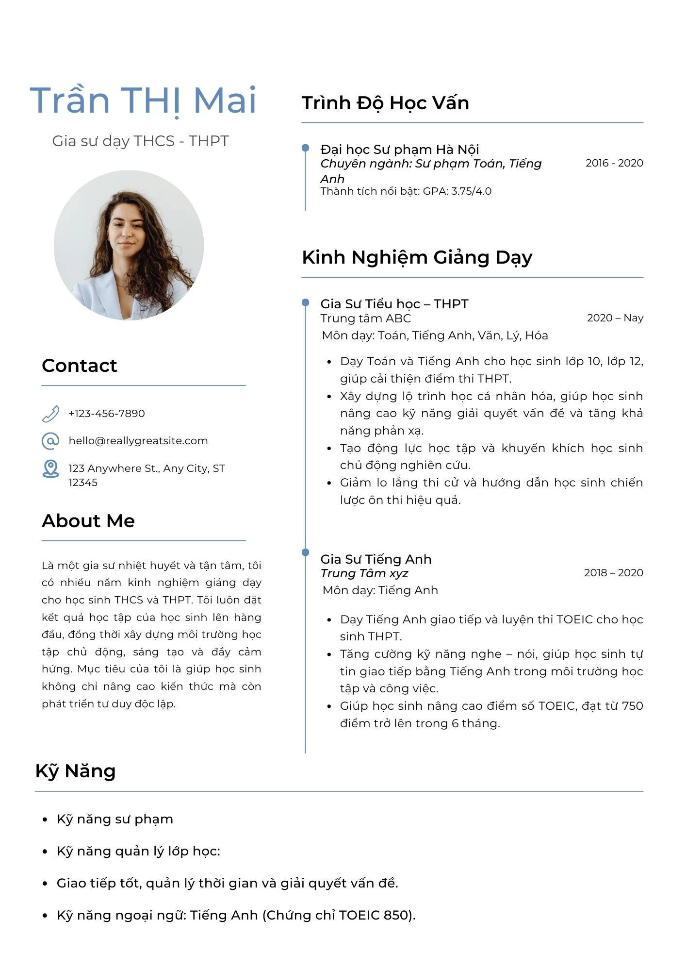 Mẫu CV phù hợp với nhiều lĩnh vực khác nhau