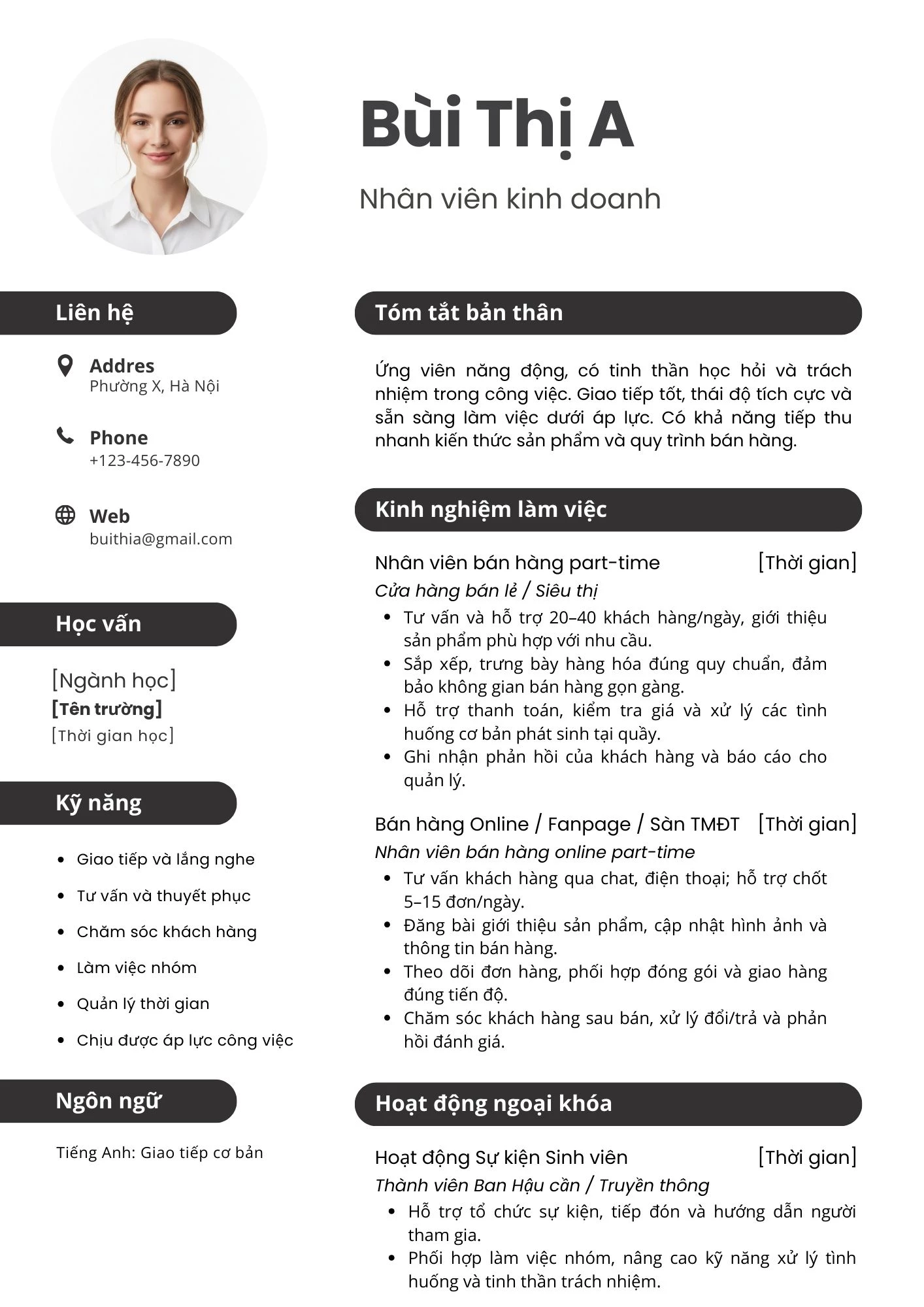 Nội dung được sắp xếp khoa học, tập trung vào thông tin chính