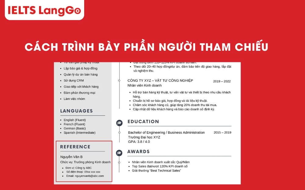 Cách trình bày phần người tham chiếu