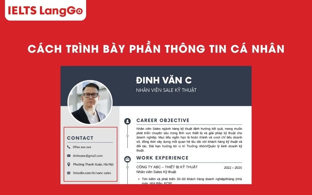 Cách trình bày phần thông tin cá nhân