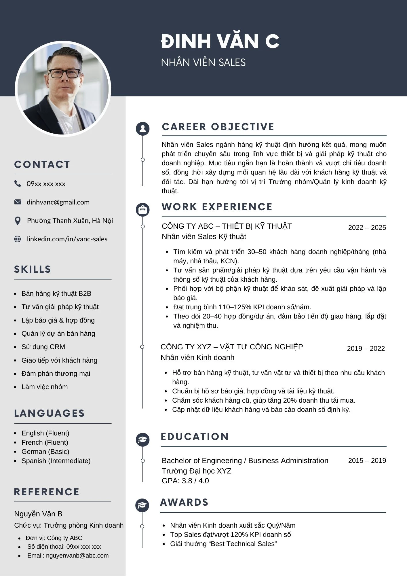 Mẫu CV đáp ứng yêu cầu đọc và đánh giá nhanh