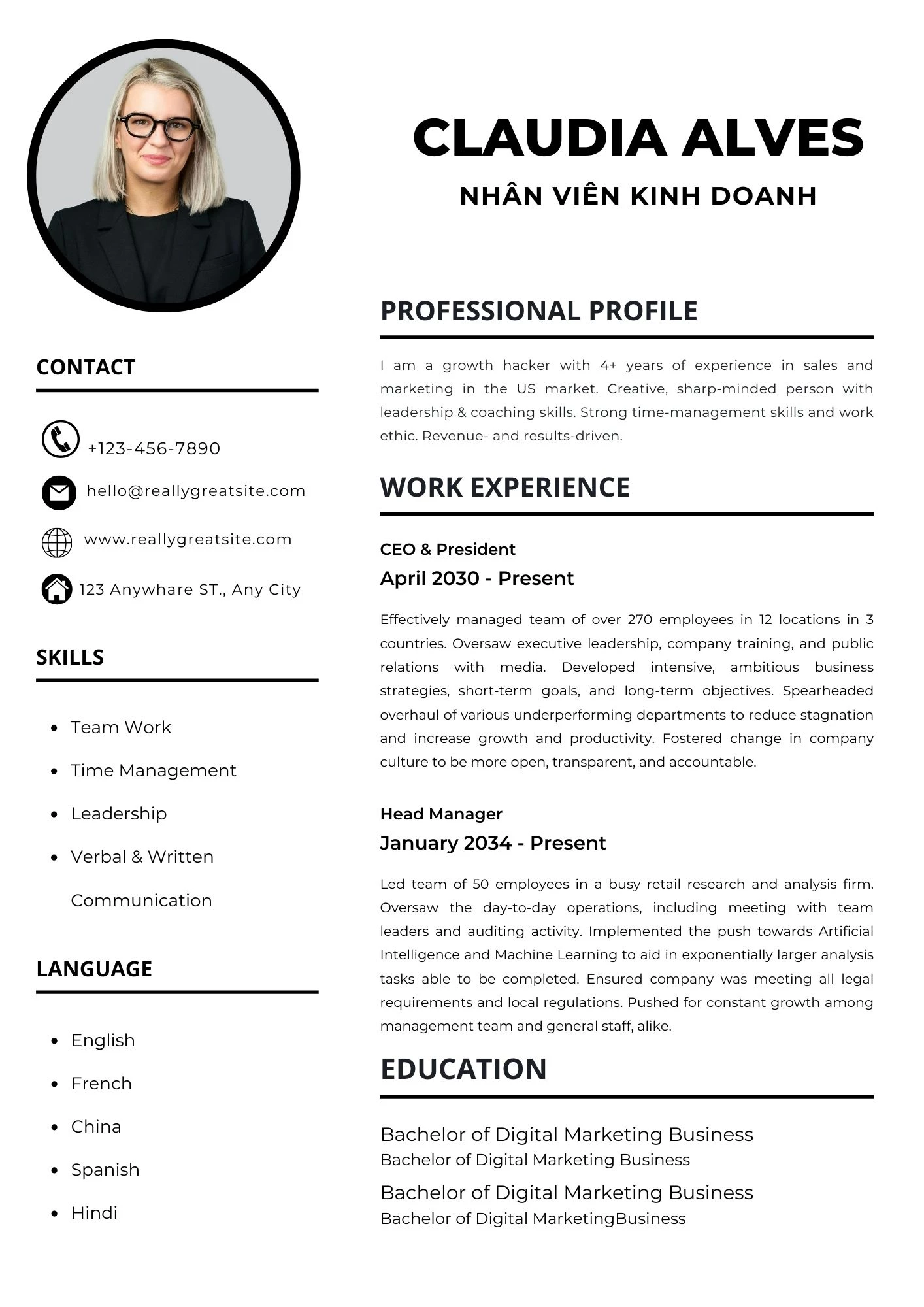 Mẫu CV hỗ trợ nhà tuyển dụng đánh giá năng lực ứng viên