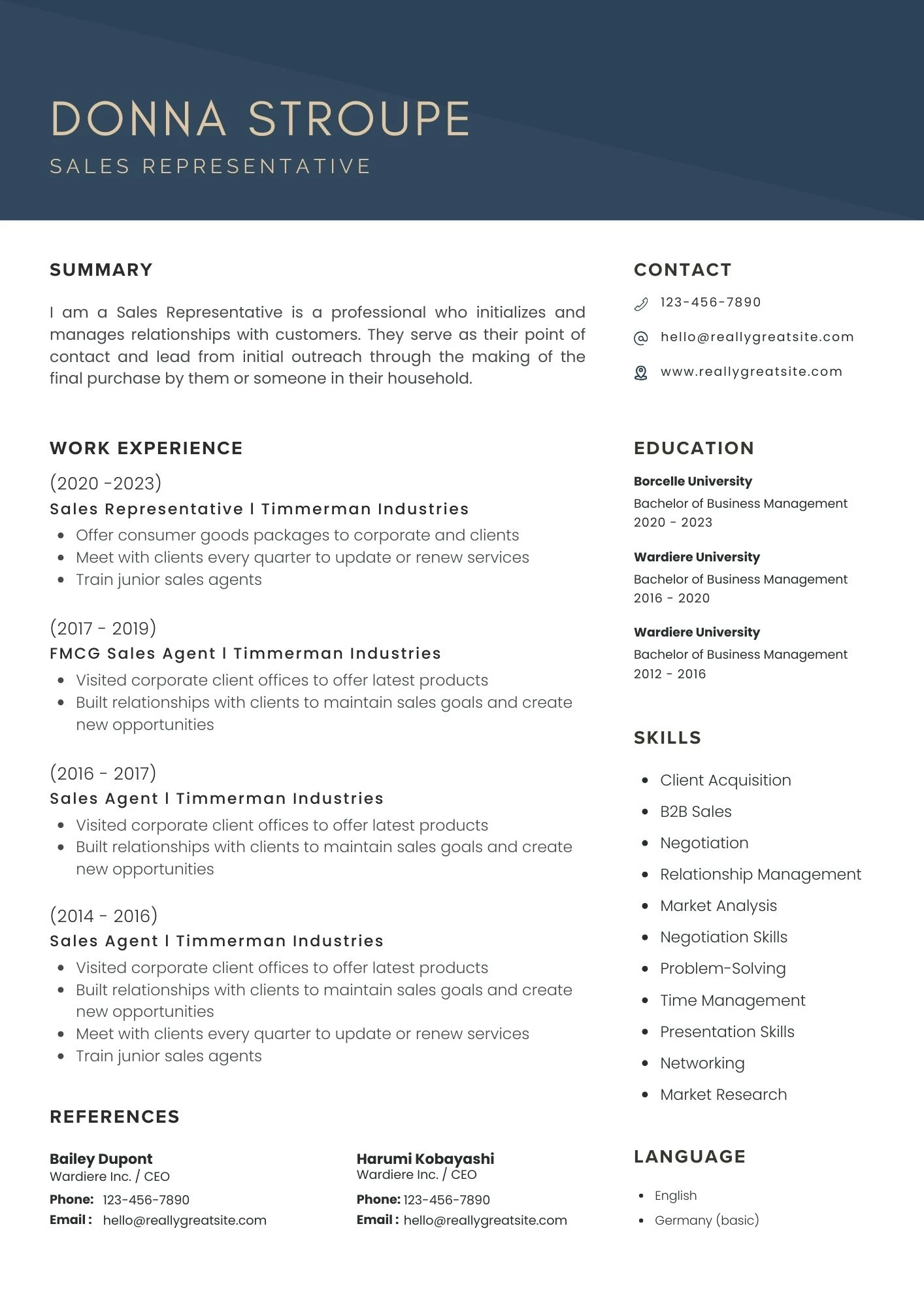 Mẫu CV sử dụng ngôn ngữ ngắn gọn, súc tích