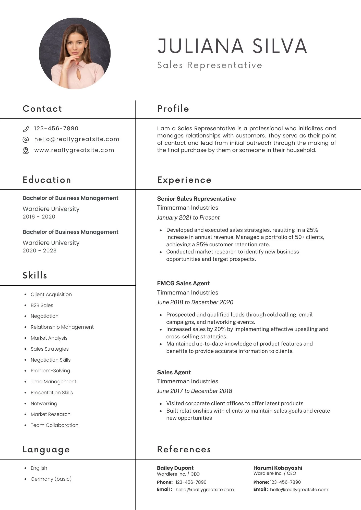 Mẫu CV phù hợp cho nhiều vị trí Sales khác nhau