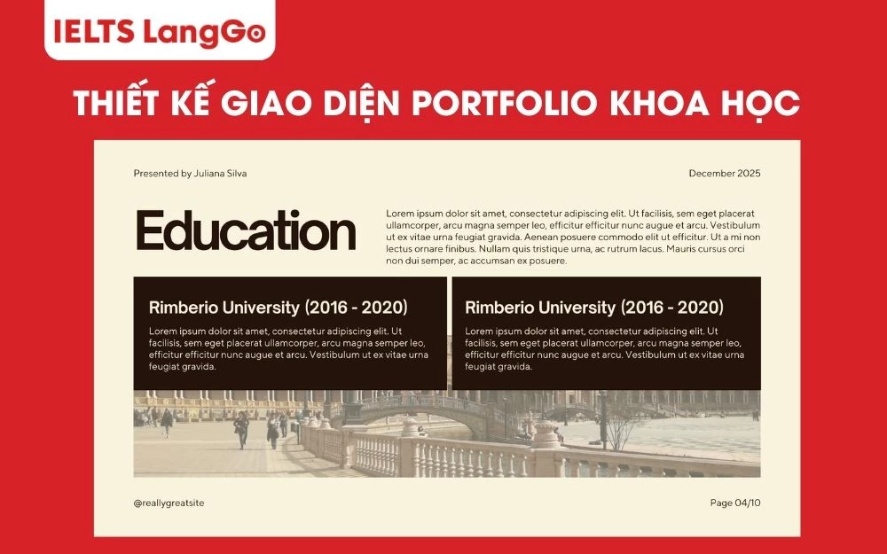 Thiết kế giao diện Portfolio khoa học