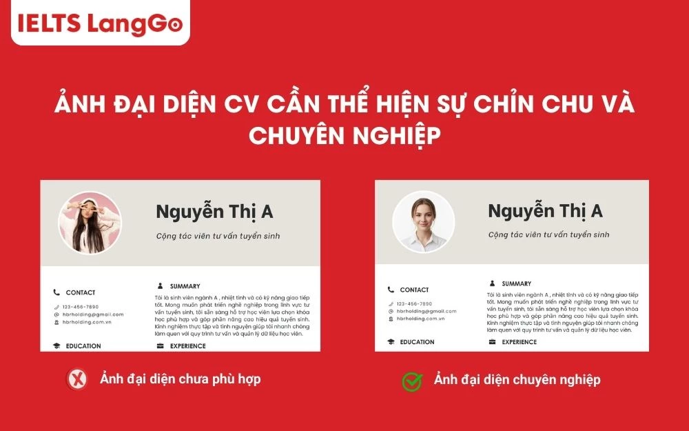 Ảnh đại diện CV cần thể hiện sự chỉn chu và chuyên nghiệp