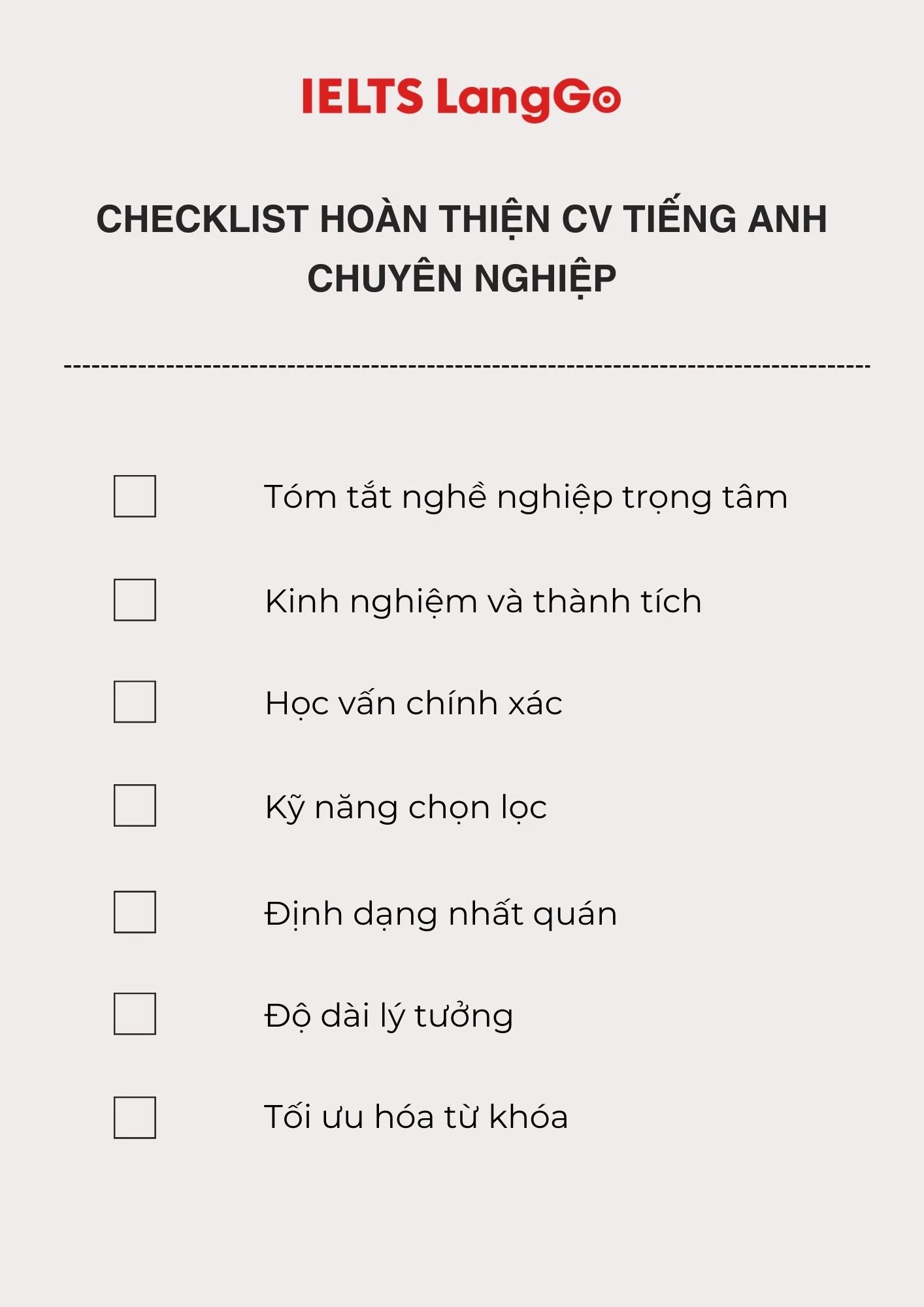 Checklist hoàn thiện CV tiếng Anh trước khi gửi tới nhà tuyển dụng