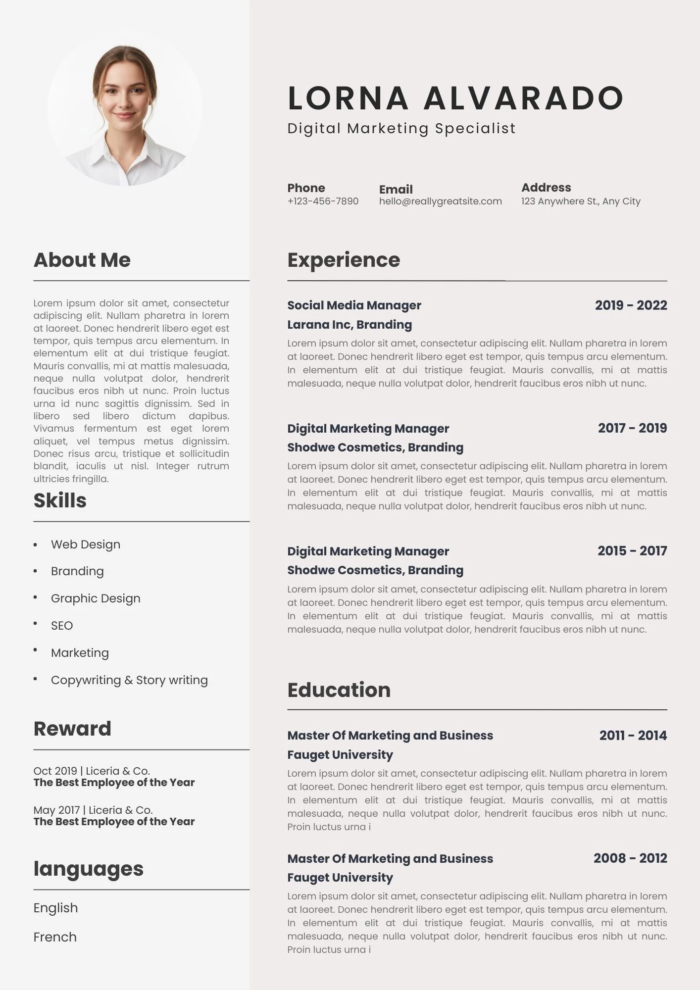 Mẫu CV cho ngành Marketing/Sales