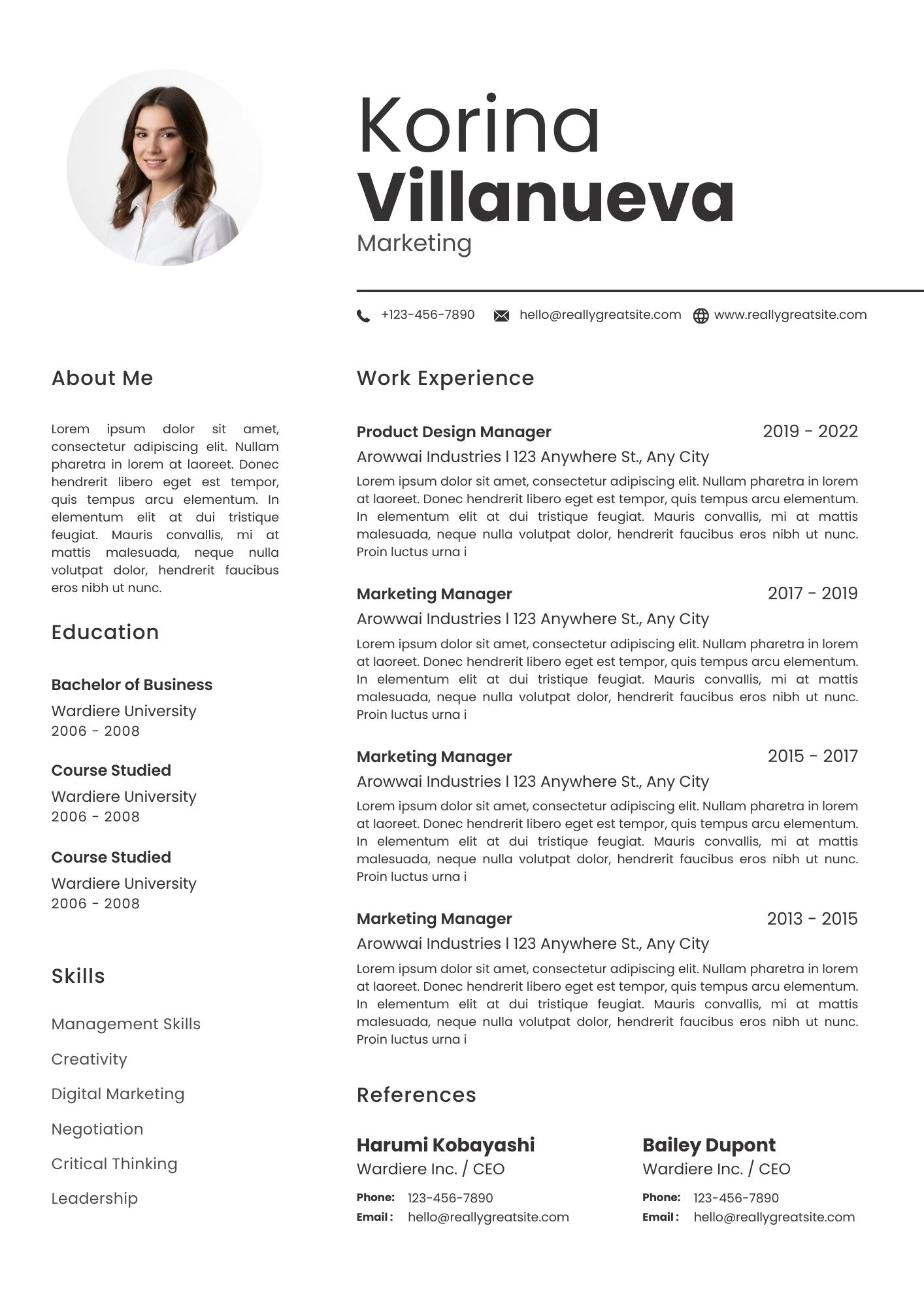 Mẫu CV tiếng Anh ngành Marketing đơn giản, dễ tùy chỉnh