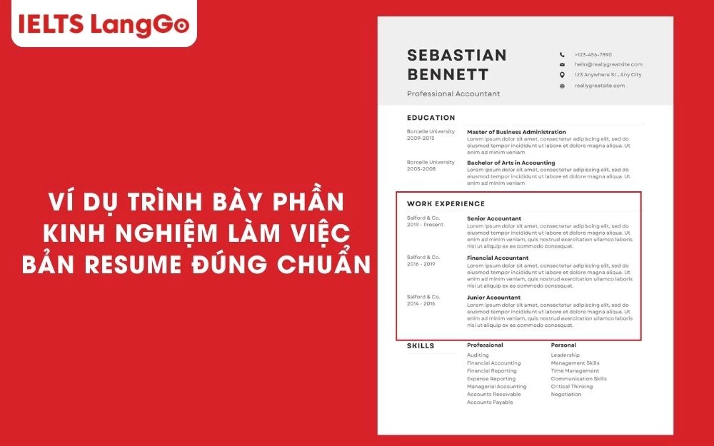 Mẫu trình bày kinh nghiệm làm việc trong Resume đúng chuẩn