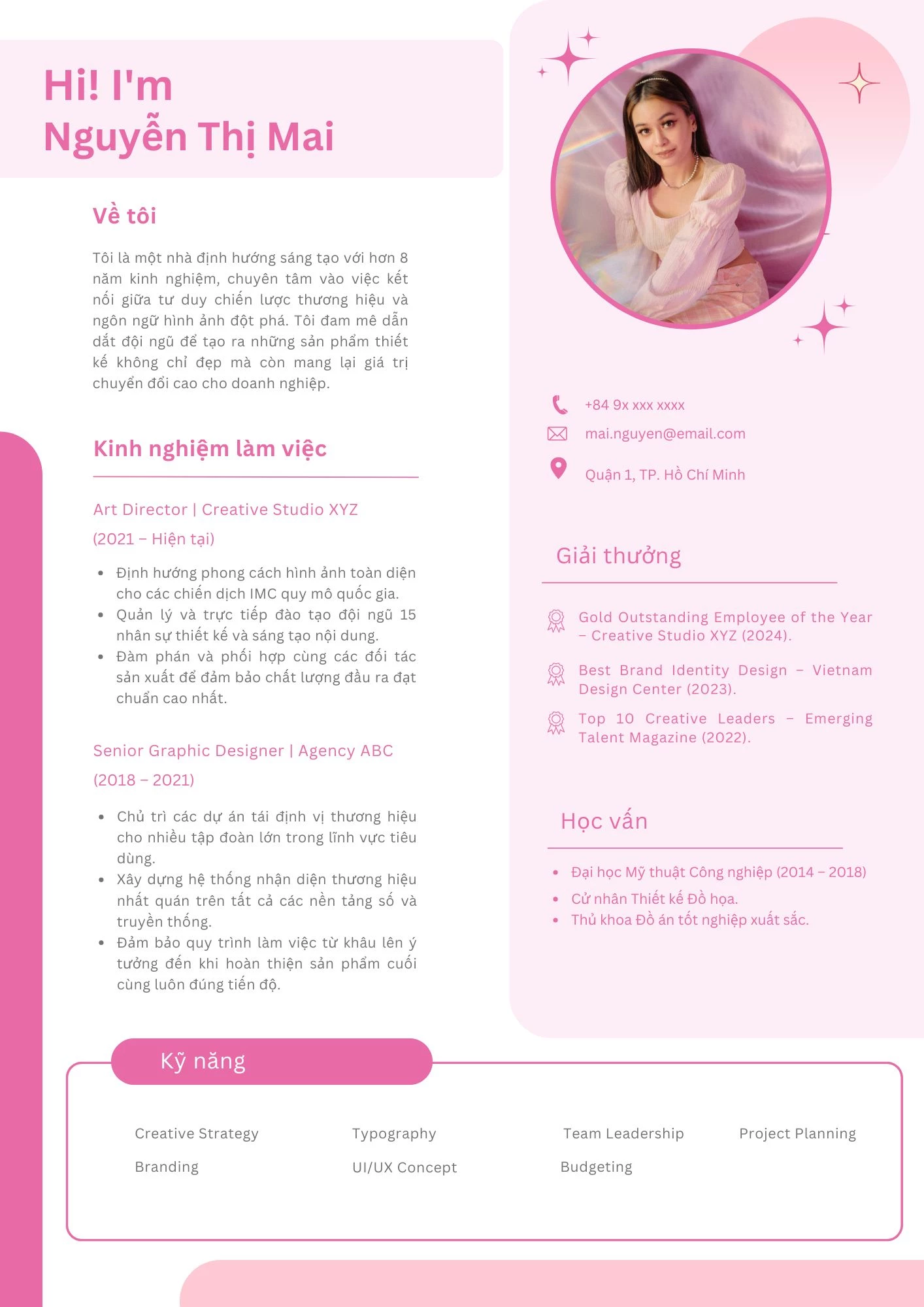 Mẫu CV Designer chuyên nghiệp cho Senior/Art Director