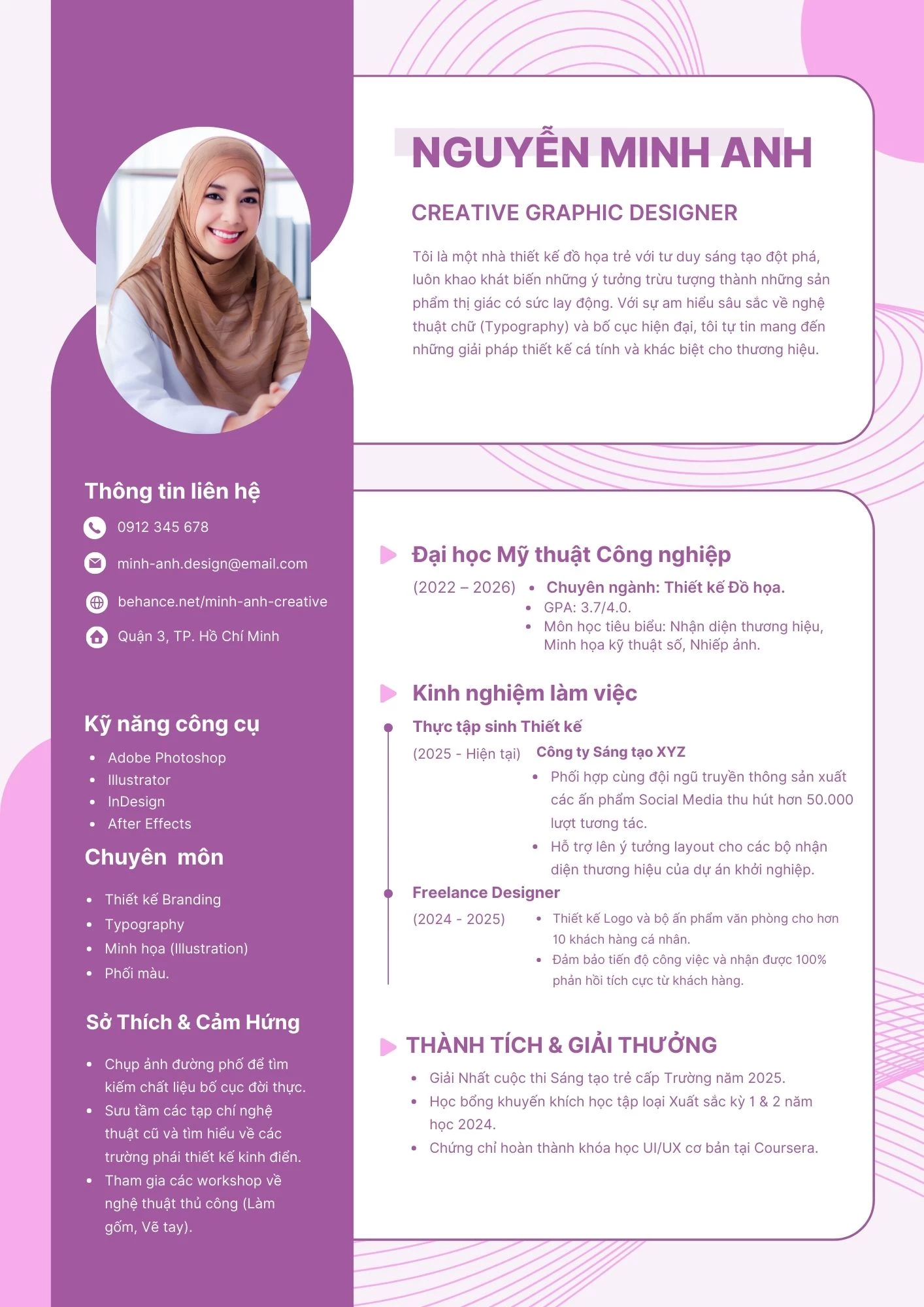 Mẫu CV Designer sáng tạo, cá tính