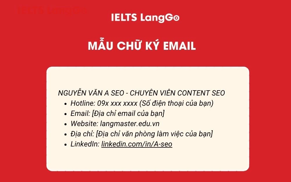 Mẫu chữ ký Email chuyên nghiệp