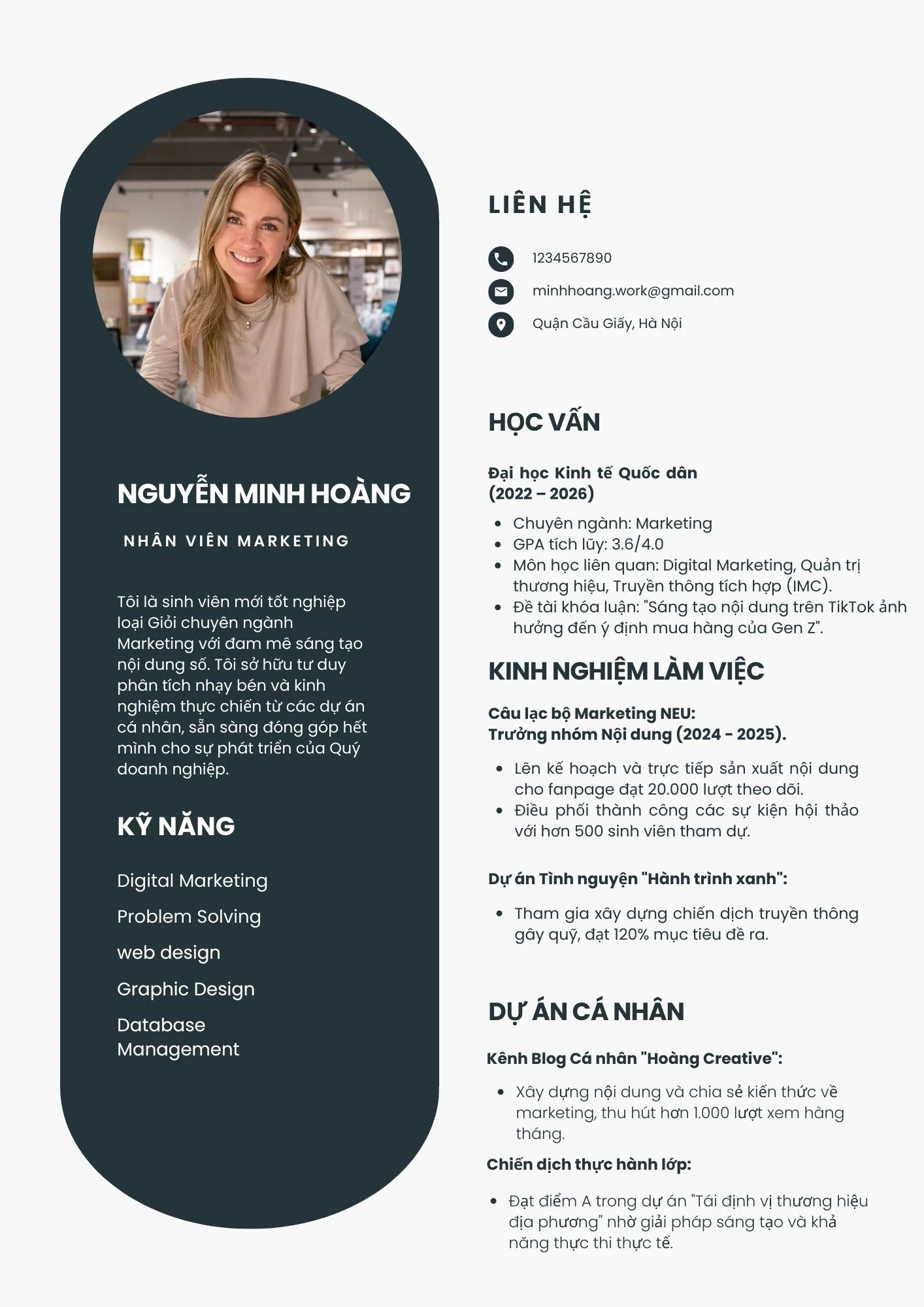 Mẫu CV cho sinh viên mới ra trường