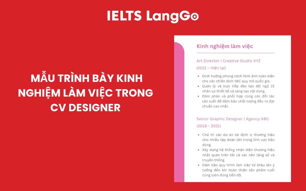Mẫu trình bày kinh nghiệm làm việc trong CV Designer