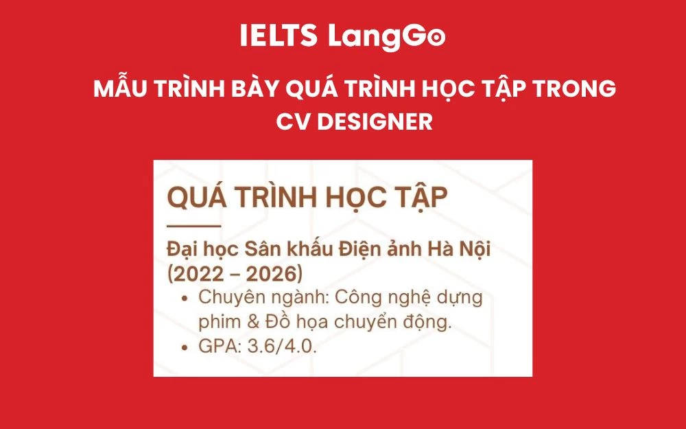 Mẫu trình bày quá trình học tập trong CV Designer