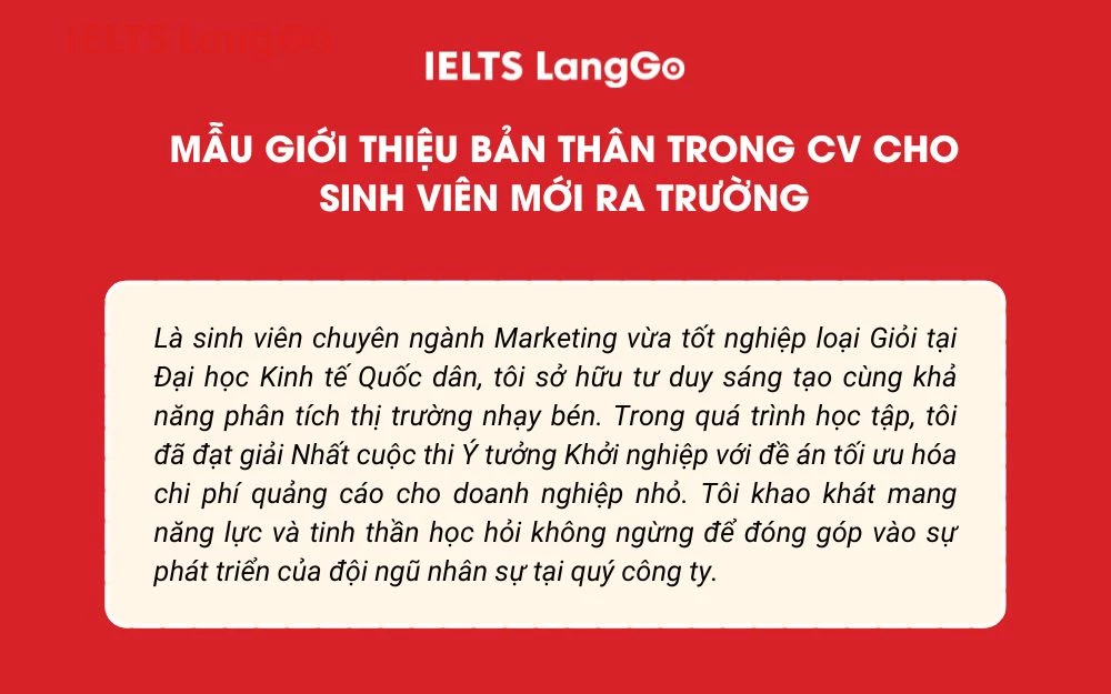 Mẫu giới thiệu bản thân trong CV cho sinh viên/ người mới ra trường