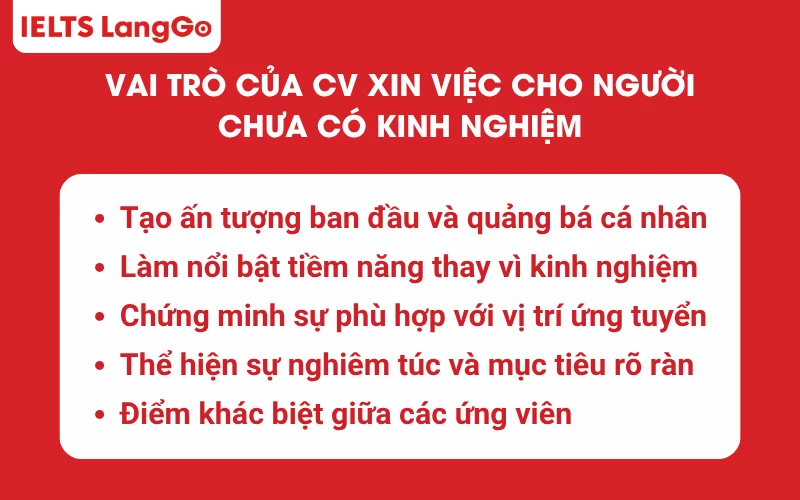 Vai trò của CV xin việc cho người chưa có kinh nghiệm