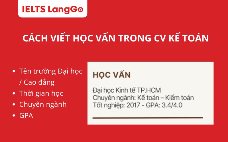 Cách viết Học vấn trong CV kế toán