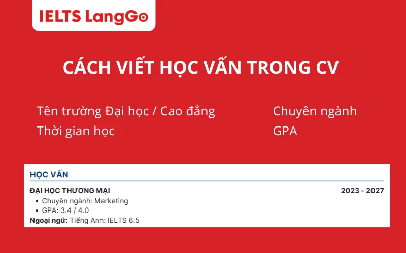 Cách viết trình độ học vấn trong CV
