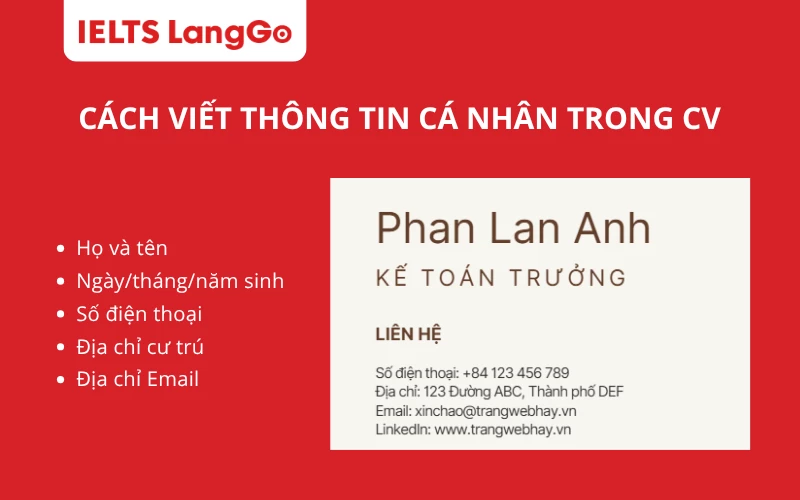 Cách viết Thông tin cá nhân trong CV